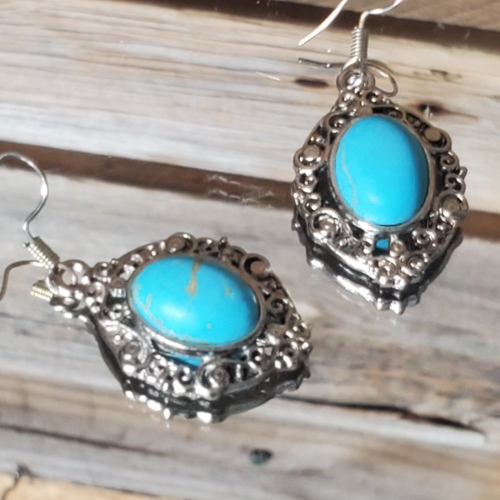 Elvira Genuine Turquoise and Sterling Silver Earrings